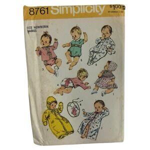 Sleeper‎ Dress Bonnet Romper Newborn Girls Boys Infant Simplicity 8761 Pattern